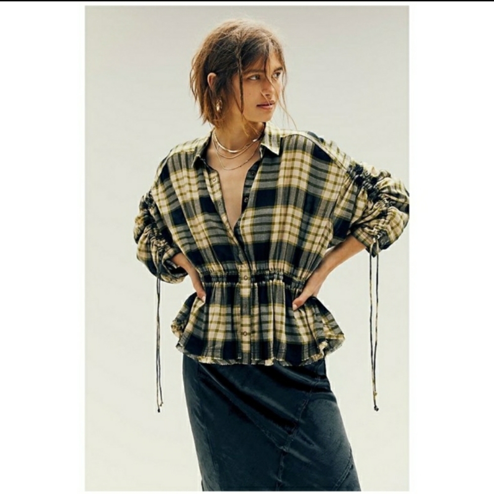 Free people Pacific Dawn ruched sleeve Top NWT - Picture 3 of 6